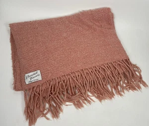 Churchill Weavers Hand Woven Peach Pink Fringe Throw Blanket 45.5" X 63.5" VTG - Picture 1 of 5