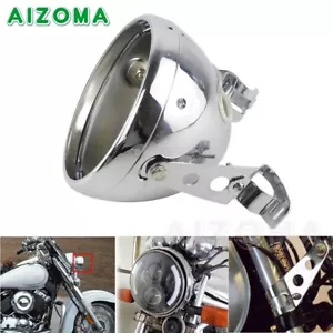 7'' Chrome Motorcycle Headlight Cover Shell Bowl Housing w/ Bracket For Harley - Bild 1 von 12