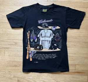 Vintage Colorado Rockies Shirt Size M 90s MLB Baseball Locker Room Walker - Picture 1 of 4