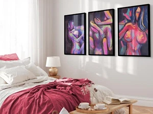 Abstract Set of 3 Still Life Couple Bright Coloured Wall Art Prints - Picture 1 of 5