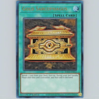Yugioh Gold Sarcophagus RA02-EN052 1st Edition Prismatic Ultimate Rare Holo - NM - Image 1 of 2