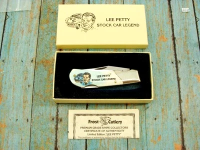 Vintage Frost Knives Japan Nascar #42 Lee Petty Bone Scrimshaw Pocket Knife LTD - Image 1 of 4