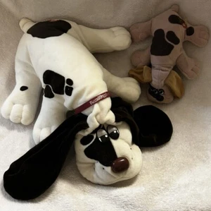 Vintage Pound Puppies Dog 17" Plush Hound White Brown Spotted 1985 Tonka Collar - Picture 1 of 13