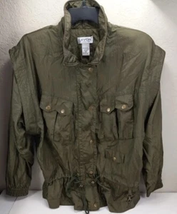 Vintage 90's Lavon Womens Crinkle Jacket Green Size M Long Sleeve Full Zip - Picture 1 of 16