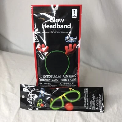 Christmas Glowing Headband Glasses Antlers Red Nose Reindeer Unisex Kids Adults - Image 1 of 4
