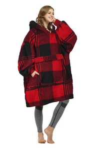 Felpa con cappuccio coperta oversize Catalogna, pullover da salotto in pile con cappuccio - Foto 1 di 8