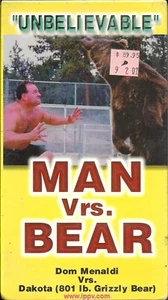Man versus Bear VHS Dominic Menaldi RARE Live action extreme wrestling film ! - Picture 1 of 2
