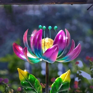 Solar Wind Spinner Lights Metal Outdoor Yard Patio Garden Lawn Ornaments Decor - Picture 1 of 5