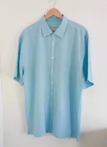 Newport Isle Men's Blue Check Button up Short Sleeve Casual Shirt Size 2XL - Picture 1 of 5