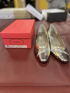 VanEli Metallic Silver And Gold Leather Low Heel Shoes - Picture 1 of 6