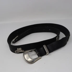 Levi's 1860 Black Leather Belt Large 30-34 Southwestern Silver Metal USA Made - Picture 1 of 6