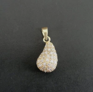 FAS Pear with Cubic Zirconia Gold Vermeil over Sterling Silver 925 Pendant - Picture 1 of 4