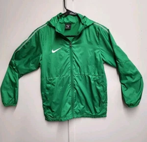 Nike Rain Jacket Youth Medium Green & White AA2091-302 Full Zip Windbreaker Hood - Picture 1 of 12