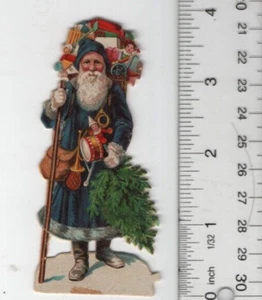 Tarjeta de canje victoriana década de 1880 2""x4"" troquelada de Navidad de Santa Claus VTC-X32 - Imagen 1 de 2