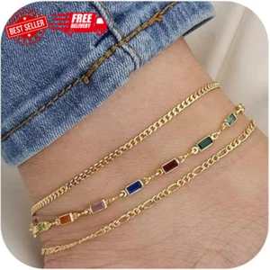 Anklets for Women 14K Real Gold/Silver Plated Ankle Bracelets Trendy Waterproof - Picture 1 of 10