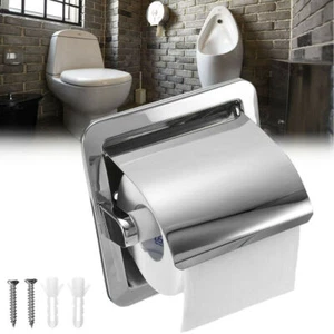 Stainless Steel Roll Toilet Tissue Holder Paper Wall Mounted Bathroom Recessed - Bild 1 von 7