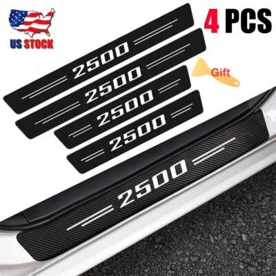 For Chevrolet Silverado 2500 HD Carbon Fiber Cab Door Sill Plate Protectors 4Pcs - Image 1 of 4