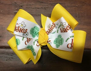 Girl Scout Hair Bow Boutique Pinwheel Handmade Toddler Daisy Scout Yellow - Picture 1 of 4