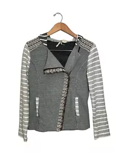 BKE Moto Sudadera Chaqueta Mujer’s Pequeña Cremallera Patrón Mixto Gris - Imagen 1 de 5