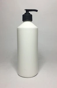 Empty 500ml White HDPE Plastic Bottle And Black Lotion Pump *ANY AMOUNT* - Picture 1 of 1