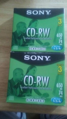 Sony CD-RW Multi Speed 1x 2x 4x 650 MB/MO 74 Minutes, 3 Pack 2 boxes - Image 1 of 3