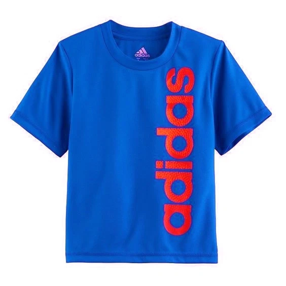 NEW w/Tags Adidas Blue Vertical Logo Little Boys T-Shirt - Size 4 - FREE Ship! - Image 1 of 1
