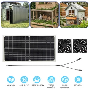 12V Solar Powered Fan Kit Solar Ventilation Fans for Chicken Coop Greenhouse - Picture 1 of 48