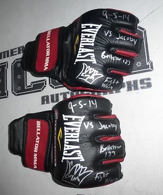 King Mo 2x Signed Bellator 123 Fight Worn Used Gloves PSA/DNA COA Muhammed Lawal - Image 1 of 4