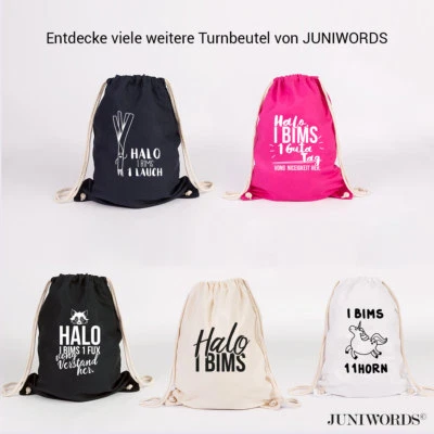 JUNIWORDS Turnbeutel "I bims" verschiedene Motive und Farben Geschenk