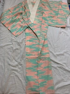 Kimono japonés naga juban.verde rosa.jubano. - Imagen 1 de 4