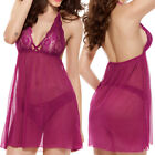 Women's Plus Size Sexy Mini Dress Lingerie Set Babydolls Lace Sleepwear G-String