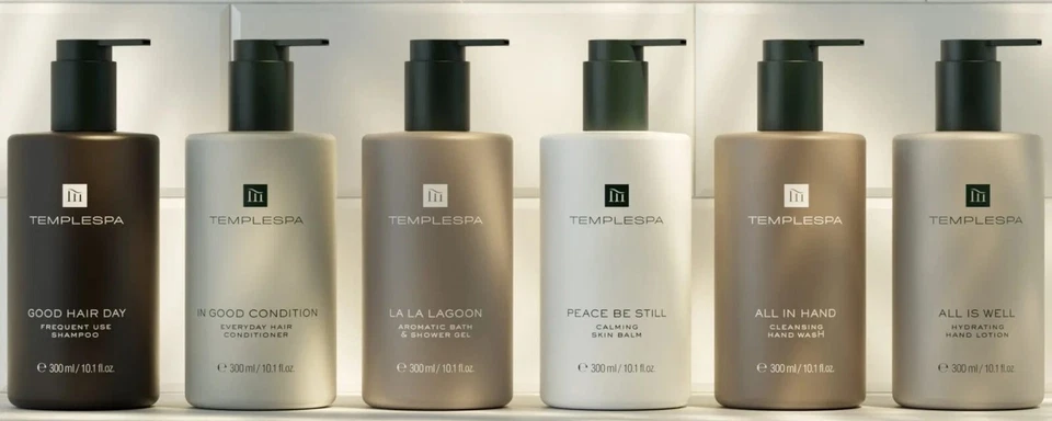 Templespa Body Set (Shower gel/Shampoo/Conditioner/Body Lotion) 6 x 300ml Bottle - Image 1 of 1