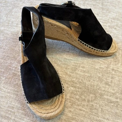 Rag & Bone Calla Alpargata Cuña Sandalia Negro Gamuza 38 EE. UU. 8 Hebilla Redonda Zapatos Foto 1 de 4