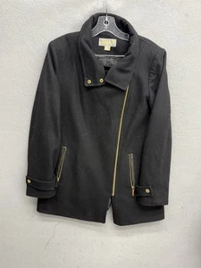 Cappotto invernale donna MICHAEL KORS nero asimmetrico zip misto lana con cintura tg 10 - Foto 1 di 10