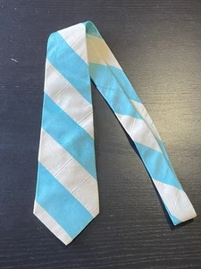 Ermenegildo Zegna Tie Silk Blend Aqua Blue Cream Stripes Italy Easter Spring Vtg - Picture 1 of 9