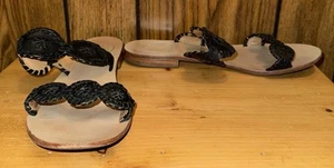 Flache Damenschuhe Jack Rogers schwarze Lauren-Ledersandale Größe 8 gebraucht, in einwandfreiem Zustand - Bild 1 von 8