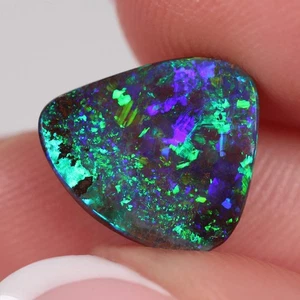 Natural Australian Boulder Opal 3.68 ct, Solid Winton Opal 12.49 x 11.70 mm - Bild 1 von 5