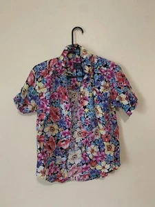 Vintage 80s Liz Wear Floral Button Up Short Sleeve | Size P in Women’s - Picture 1 of 6