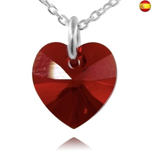 Collar Mujer de Plata 925 con Colgante Corazon de piedra tallada en color - - Imagen 1 de 3