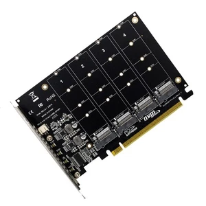 Lecteur convertisseur disque dur clé 3X(4 ports M.2 NVMe SSD vers PCIE X16M3639 - Photo 1/8