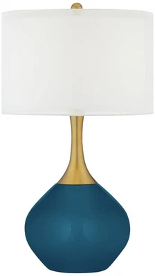 Abajur de mesa Color Plus Nickki latão 30 1/2" alto moderno azul oceânico - Imagem 1 de 4