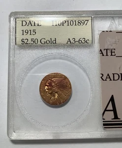 Vintage Slab Accugrade Rare Toning-1913-$2.50 Gold  Indian  Coin U.S. - Picture 1 of 6