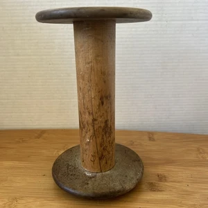 Vintage Industrial Wooden Textile Mill Spool Bobbin Large 9” Tall Decor USA - Picture 1 of 7