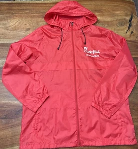 Chaqueta Chik-Fil-A Adulto Grande Roja Cortavientos Capucha Cremallera Completa Estilo Equipo Highlands - Imagen 1 de 13