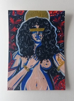 Tarjeta de arte figurativo ÚNICA ACEO, arte para niñas de ESS22, 3,5 x 2,5 pulgadas, sin marco Foto 1 de 4