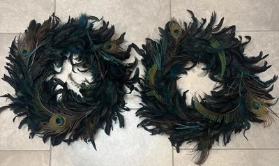 Set Of  Two Peacock Feather Reef Accents 14.5” Wall Decor Beautiful Colors 🦚 - Image 1 of 4