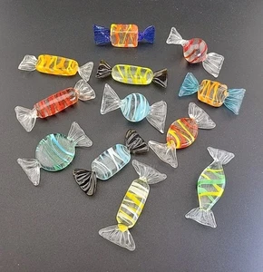 VTG Murano Hand Blown Art Glass Candies 12 pcs, Collectible Multicolored Italy - Picture 1 of 9