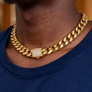 Collar de cadena de cuerda de 15-20 mm de oro amarillo macizo real de 18 quilates cierre de garra - Imagen 1 de 11