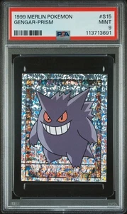 PSA 9 MINT 1999 MERLIN POKEMON S15 GENGAR-PRISM - Picture 1 of 2