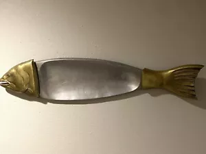 Piatto da portata grande 33" pesce metallo ottone e alluminio italiano - Foto 1 di 6